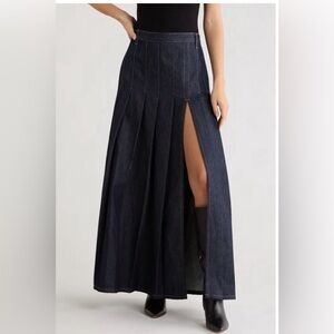 Topshop Dark Blue Maxi Skirt with Slit